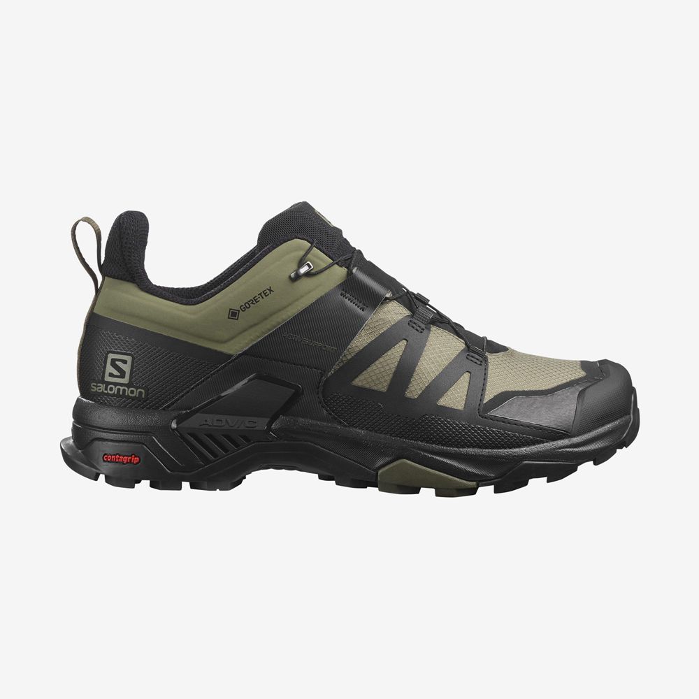 Chaussures De Randonnée Salomon Homme Vert - Salomon X ULTRA 4 WIDE GORE-TEX - France (5967-MUZGT)